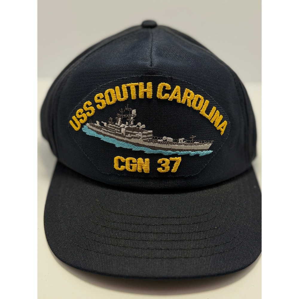 USS South Carolina CGN 37 Hat Mens Vintage Navy Blue Made in USA